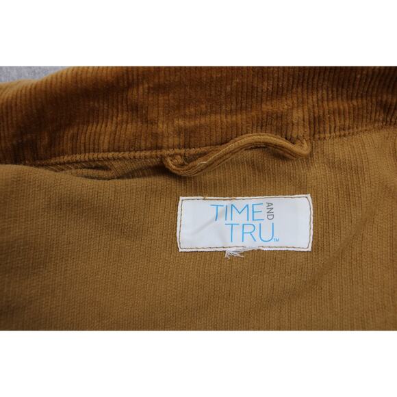 Time and Tru Jacket Womens Large Caramel Cotton Stretch Long Sleeve Button Front - Picture 3 of 8